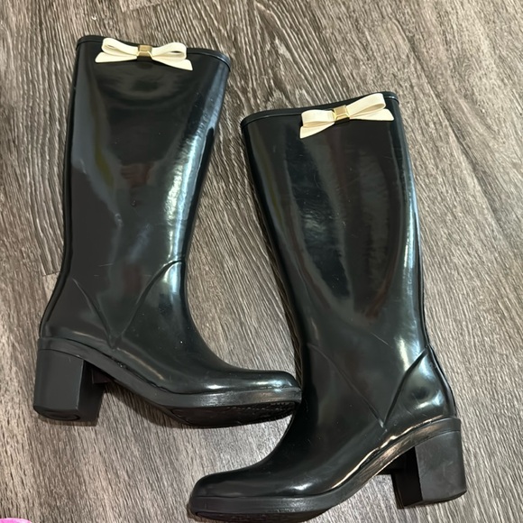 Kate Spade New York Raylan Rain Rubber Bow tall boots size 6 - Picture 1 of 6